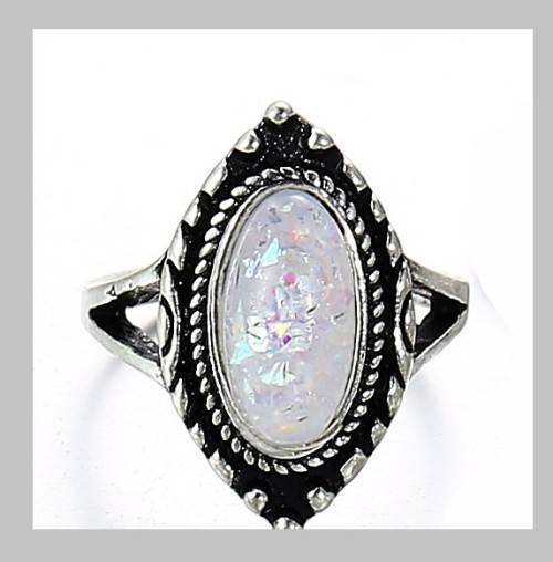 Gorgeous Oval Tibetan silver sim opal ring