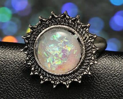 Gorgeous Tibetan silver sim opal round ring