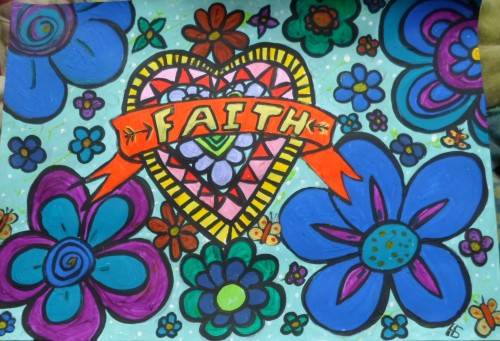 Inspirational FAITH Painting. Acrylic done on a light board. A4 size. Artist HS