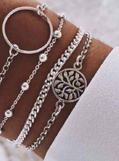 Gorgeous tree of life silver plated bracelet SET!