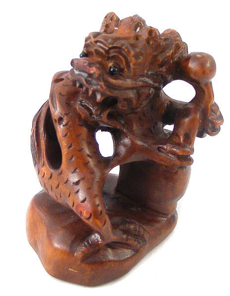Beautifully detailed Boxwood Netsuke dragon