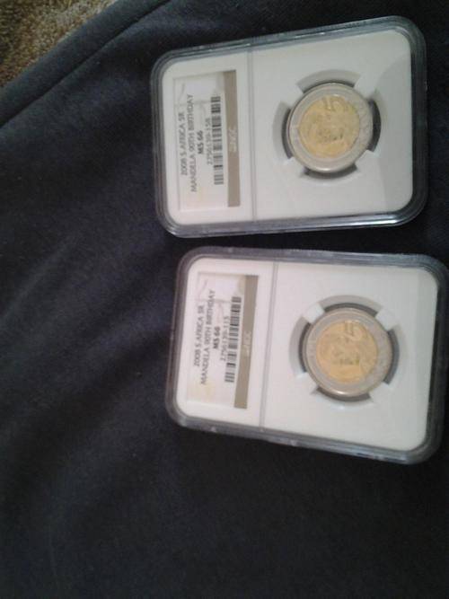2 x graded Mandela 90th birthday coins