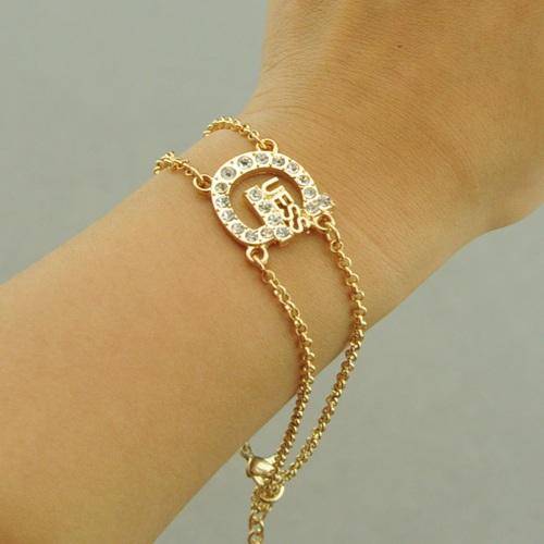 "GUESS" - 2013 Brand New GOLD "Guess" Double Chain Bracelet with Large Guess Logo