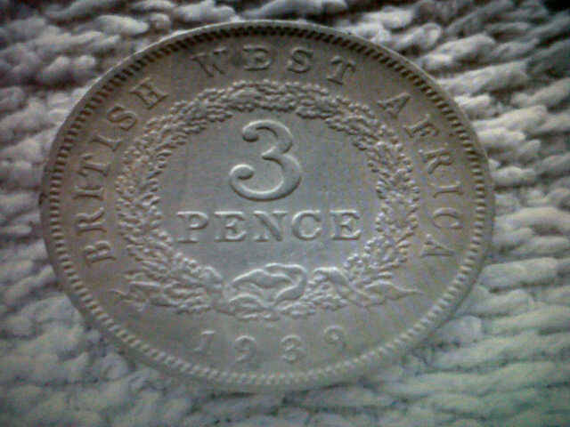 British West Africa stunning 1939 3 pence/ticky coin