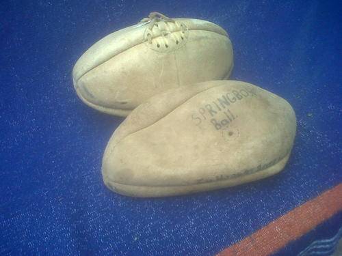 RARE FIND,REALLY OLD VINTAGE GENION LEATHER RUGBY BALLS,BID PER BALL.ONE IS WRITTEN SPRINBOK ball