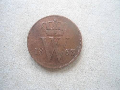 RARE 1863 NETHERLANDS 1 CENT COIN