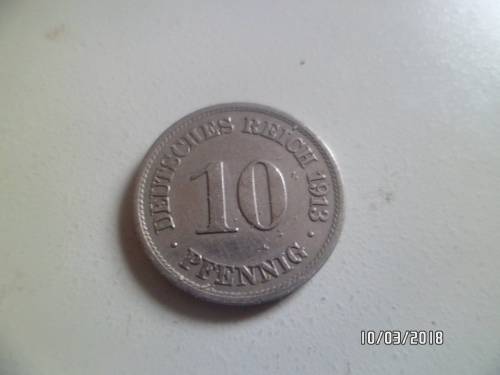 10 PFENNIG 1913 (j) DEUTSCHES REICH COIN