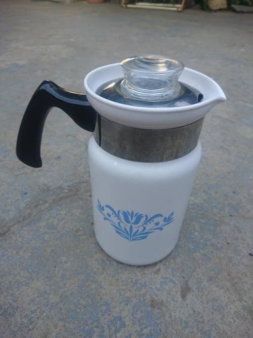 Corning Ware Blue CornflowerStove Top Perculator Coffee / Tea Pot