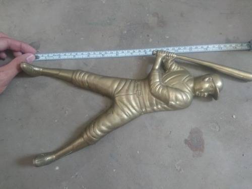 RARE FIND TWO BRASS BASEBALL PLAYER FIGURES FOR HANGING ON THE HALL SIZE 37CM,BID PER ITEM
