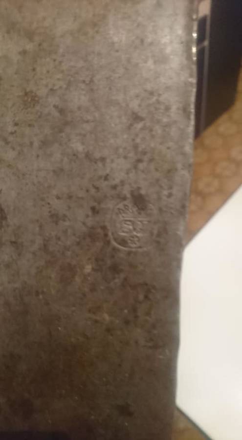 RARE ! ANTIQUE WOODEN AND STEEL BUTCHERS BLADE