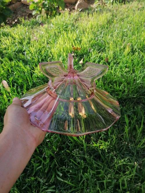Vintage Cambridge Glass Rose Lady Flower Frog and Console Bowl, some chips