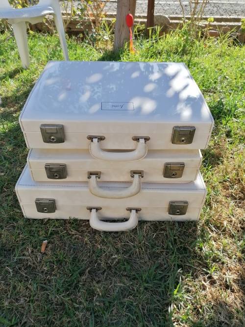 Collection of old suitcases. Nice for decor