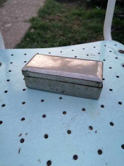 Two Vintage Razors + Silver Plated Container