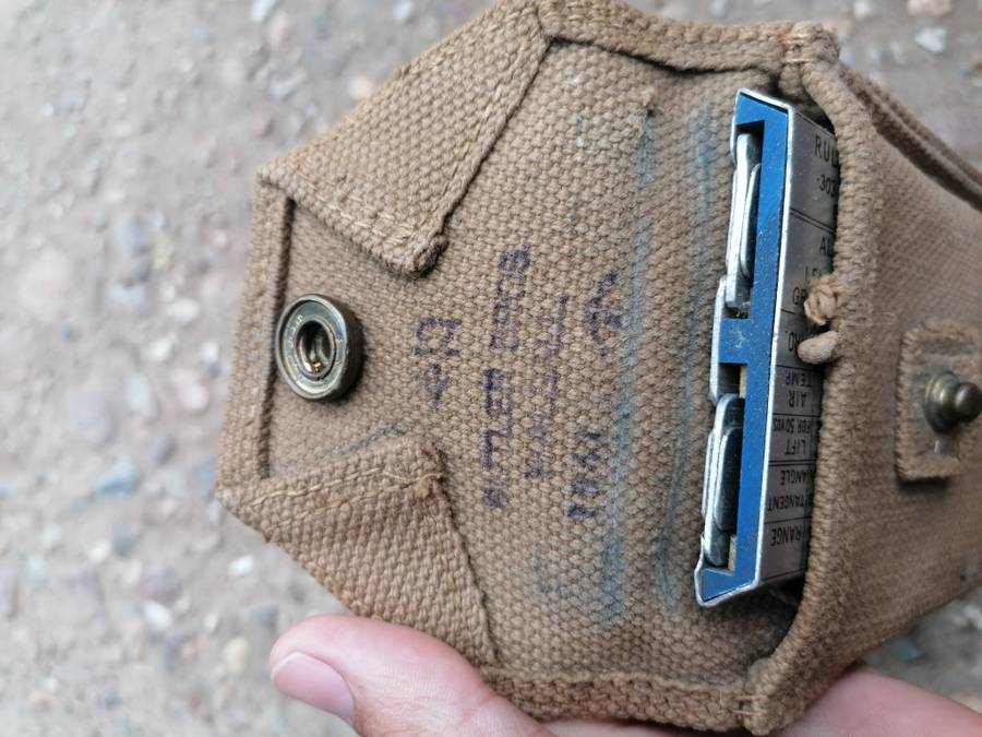 WW2 British Vickers Machine Gun Slide Rule and Webbing Pouch