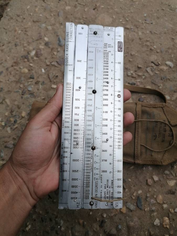 WW2 British Vickers Machine Gun Slide Rule and Webbing Pouch