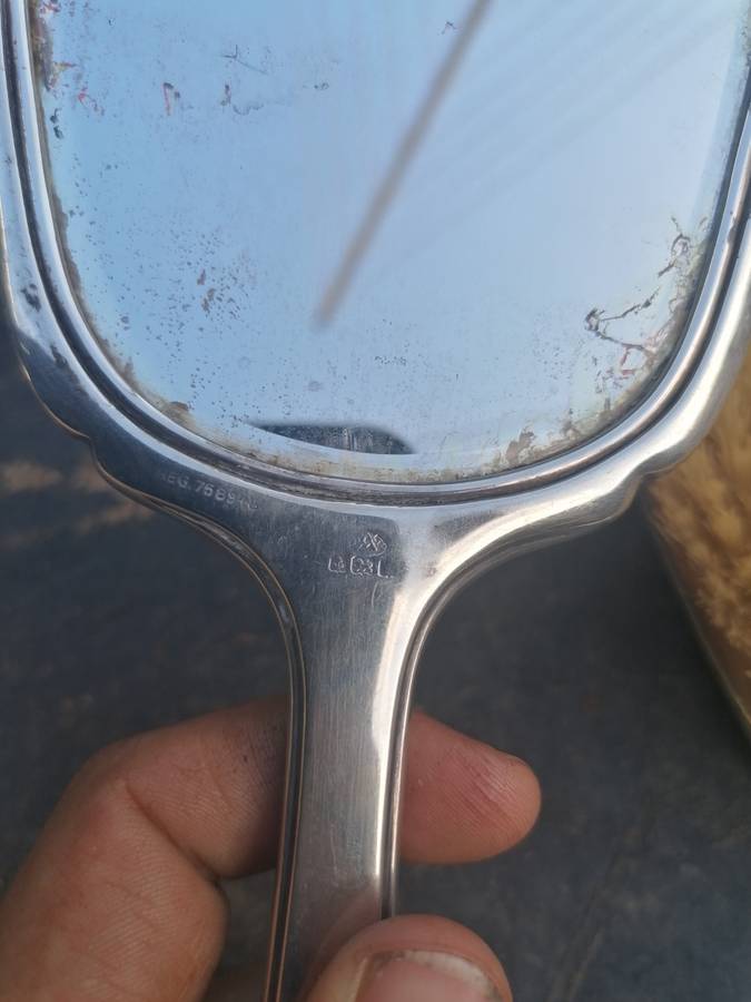 Sterling silver art deco dressing table set. As per picture. Sterling silver