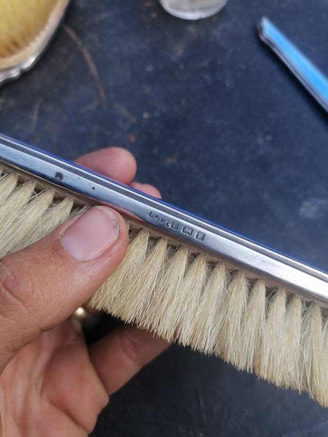 Sterling silver art deco dressing table set. As per picture. Sterling silver