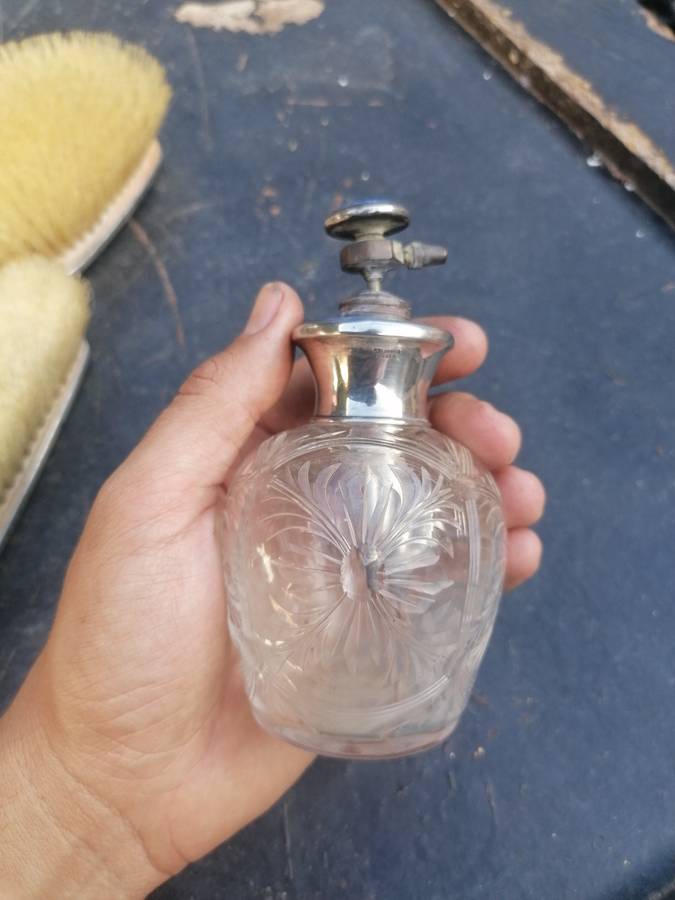 Sterling silver art deco dressing table set. As per picture. Sterling silver