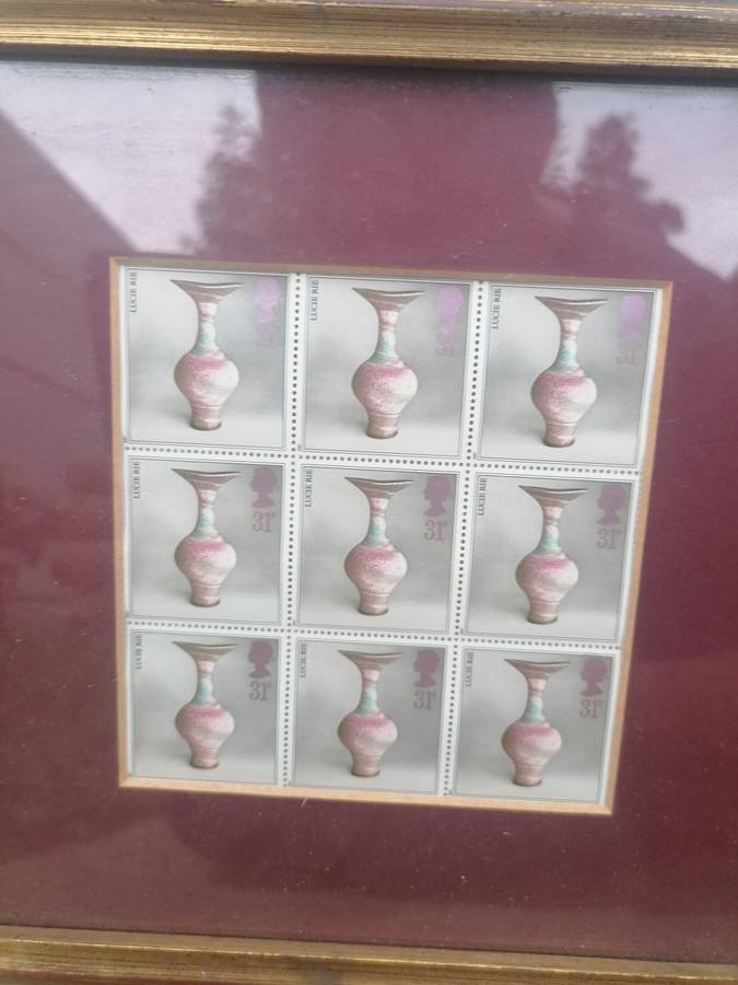 1987 GREAT BRITAIN STUDIO POTTERY FRAMED STAMPS