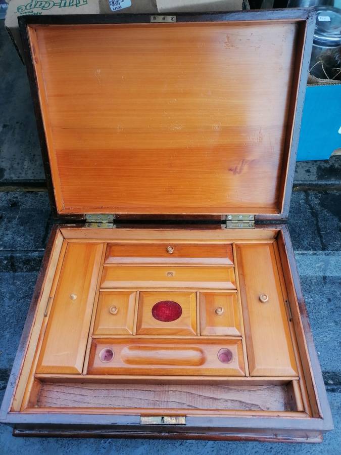Genuine Madeira inlaid wooden writing box