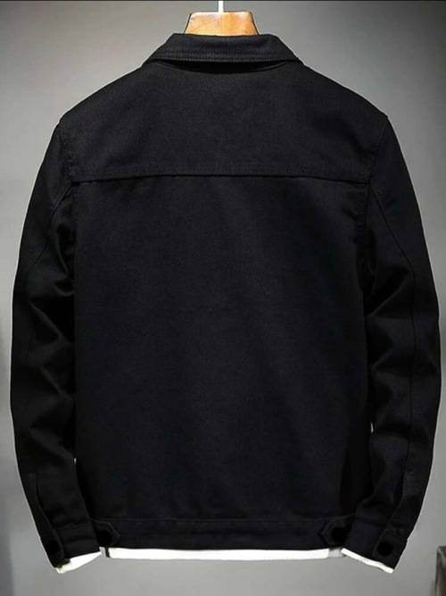 **Easter Promotion : Stunning Mens Flap pocket Black denim Jacket**