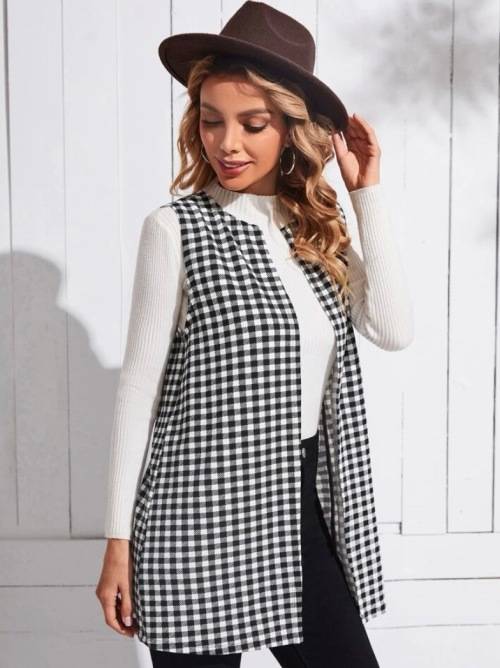 **Winter Sizzling Sale : Stunning Emery Rose Open front Gingham Coat**