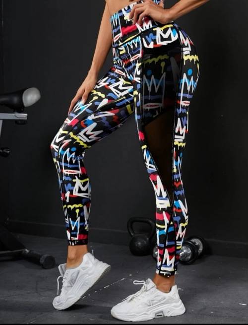 **80% Off Black Friday Sale : Letter graphic sports Leggings with side pockets**