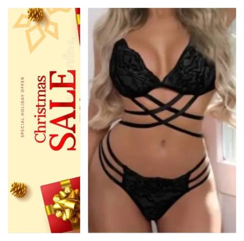 **Xmas Sale : Criss Cross Ladder Floral Lace lingerie set**
