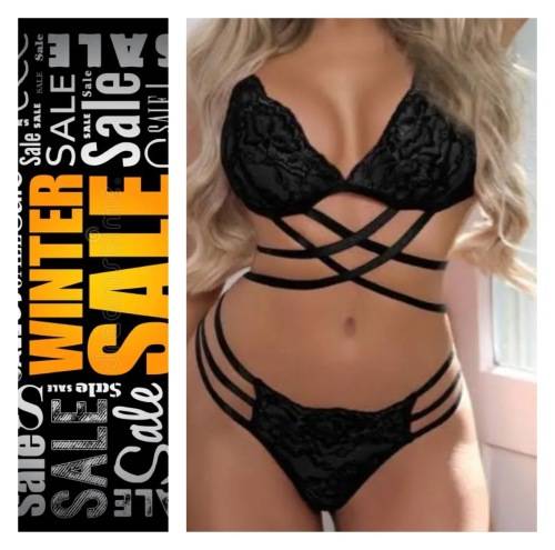 **New Stock Unpacked : Criss Cross Halter Floral Lace lingerie set**