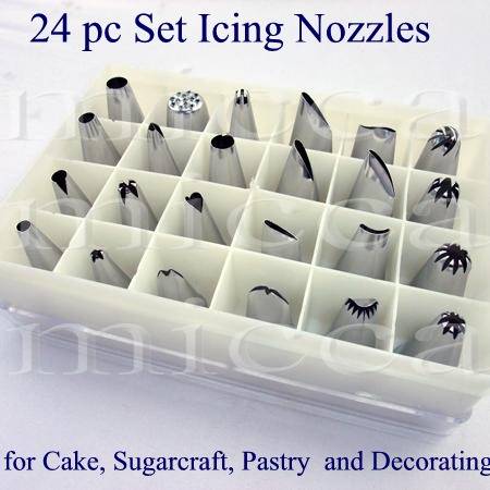24 pc Set Icing Nozzles for Cake, Sugarcraft, Pastry  and Decorating
