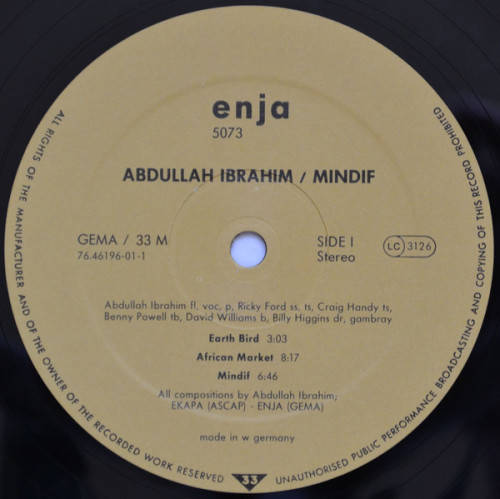 ABDULLAH IBRAHIM, MINDIF, GERMAN PRESSING, NEAR MINT