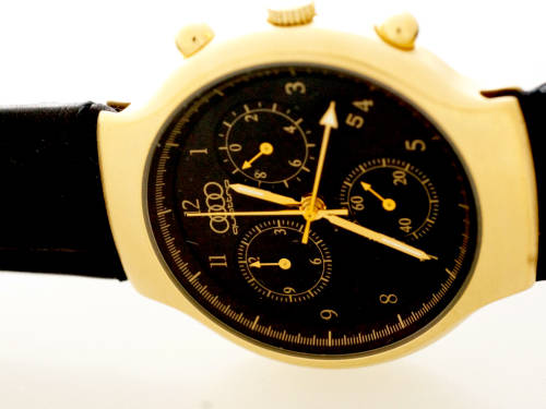 Audi Quatro Chronograph. Uses the same 7 hand Swiss movement used by Tag Heuer, Rado, Breitling, etc