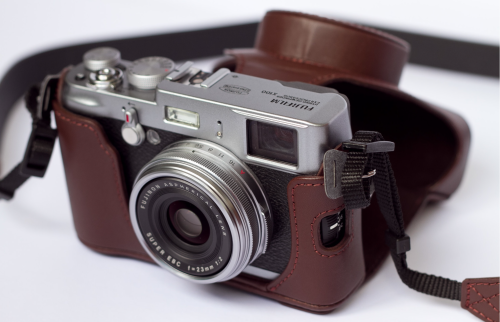 Fujifilm X100. The Fujifilm X100 styling evokes a classic film camera. The Jaguar E-Type of cameras