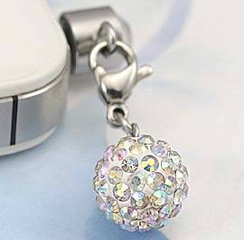 Shiny Swarovski Crystal with 1 Dangle Shamballa Bead Cell Phone Dust Proof Plug Accessories