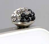 Black, White & Grey Shamballa Crystal Bead Cell Phone Charm Dust Proof Plug Accessories