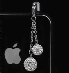 Swarovski Crystal Shamballa Bead Dust Proof Stereo Plug Cell Phone Accessory