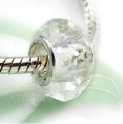 Hand Made European Crystal Cut Lampwork Glass Charm Bead