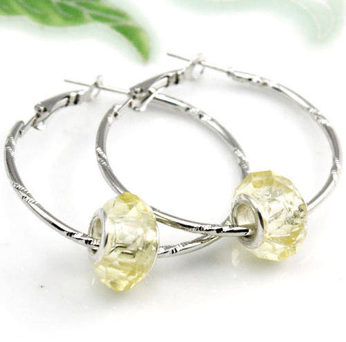 Crystal Glass Hoop Pandora Style Earring