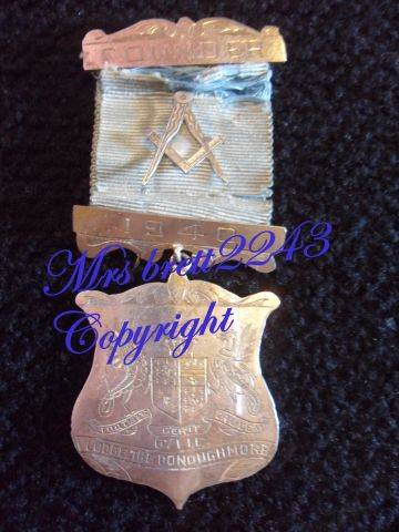 Masonic Freemason Lodge The Donoughmore 6711.C. Medal 1940 with Founder Bar
