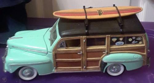 1948 Ford Woody with Surfboard.