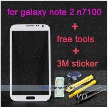 Replacement for Samsung Galaxy Note 2 N7100 Outer Screen Touch Glass Front Lens + Tools + 3M Sticker