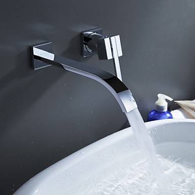 Sprinkle Contemporary Brass Waterfall Bathroom Sink Faucet (Wall Mount)..!