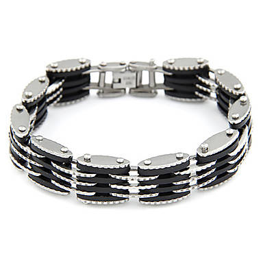 | SALE | Men's Silver Plated Alloy Multi-row Connected Bracelet (Black/Silver)..!
