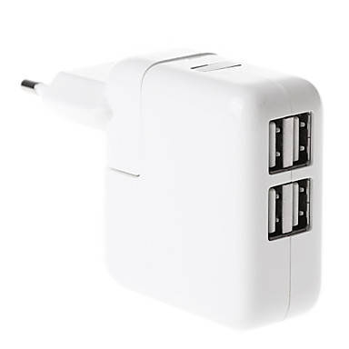 AC Power Adapter Charger w/ 4-Port USB for iPhone/iPad Series, Smartphones, Tablets (White).!