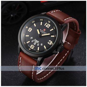 NAVIFORCE Luxury Men's Quartz Watch Analog Sport Military Wristwatch Week Date (Beige)