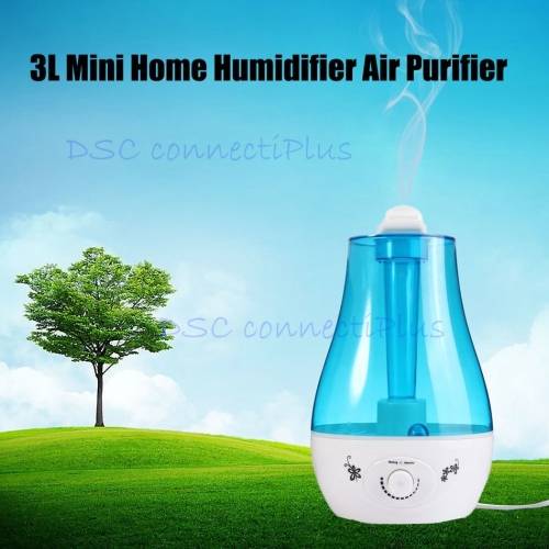 3L Tank Capacity Water Bottle Mini Home Ultrasonic Humidifier Air Purifier/Refresher w/LED Mood Lamp