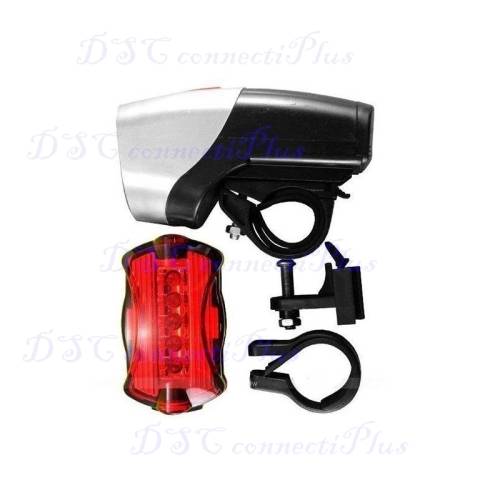 Bicycle LED Torch Kit 5 LED Front Light + 6 LED Rear Lamp For Night Cycling (Black/Grey)..!