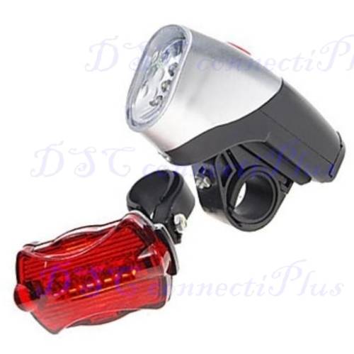 Bicycle LED Torch Kit 5 LED Front Light + 6 LED Rear Lamp For Night Cycling (Black/Grey)..!