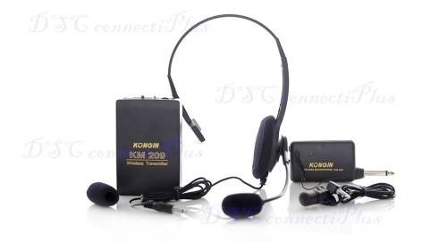 Wireless FM Transmitter + Receiver Set w/ Mini Clip Microphone + Headphone (Black)..!