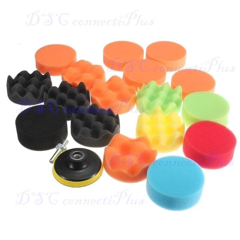 Vehemo 19 Pcs Auto Car Vehicle 80mm Polishing Buffing Pad with M10 Drill Adapter Tool Kit Set..!